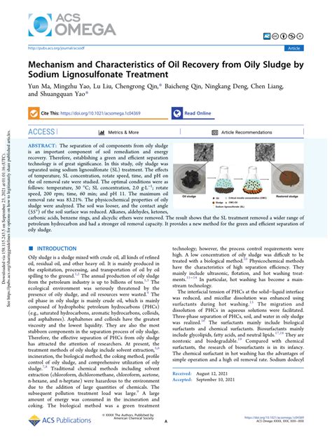 Oily Sludge Separation Length|Mechanism and Characteristics of Oil Recovery from Oily Sludge .